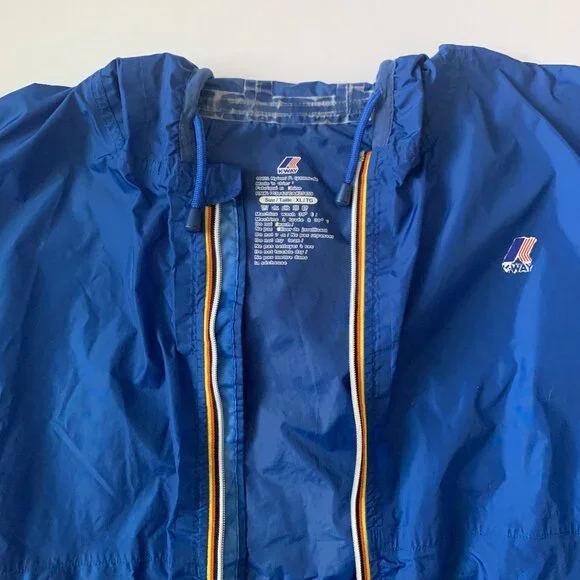 Vintage K-Way Windbreaker Jacket Blue Zip Up Blokecore Athleisure Fanny Pack - Picture 6 of 15